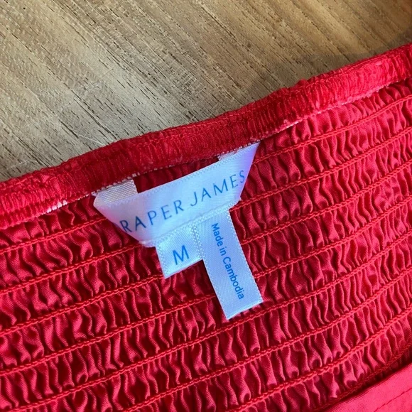 Draper James Salmon/Pink 100% Cotton Puff Sleeve Mini Dress - Size M - Picture 3 of 5